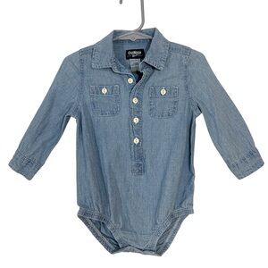 Oshkosh B’gosh Baby Boys Chambray/Denim Long Sleeve Button Front Bodysuit